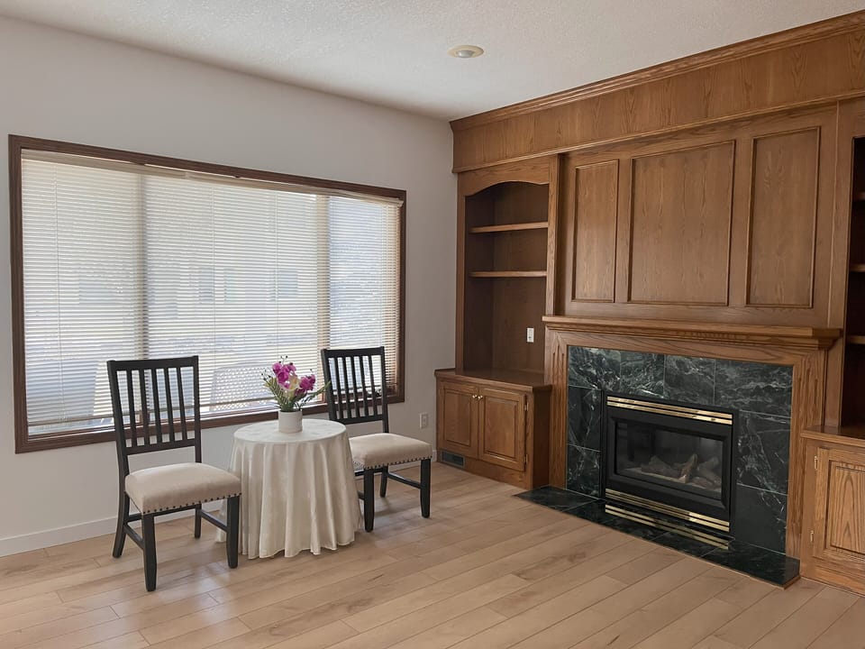 Spacious walk-out basement with fireplace