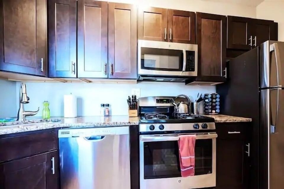 Indoors, Kitchen, Microwave, Oven, Refrigerator