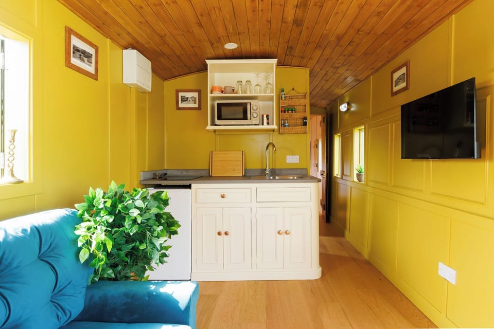 Bright, vibrant decor makes the carriage feel warm and homely.