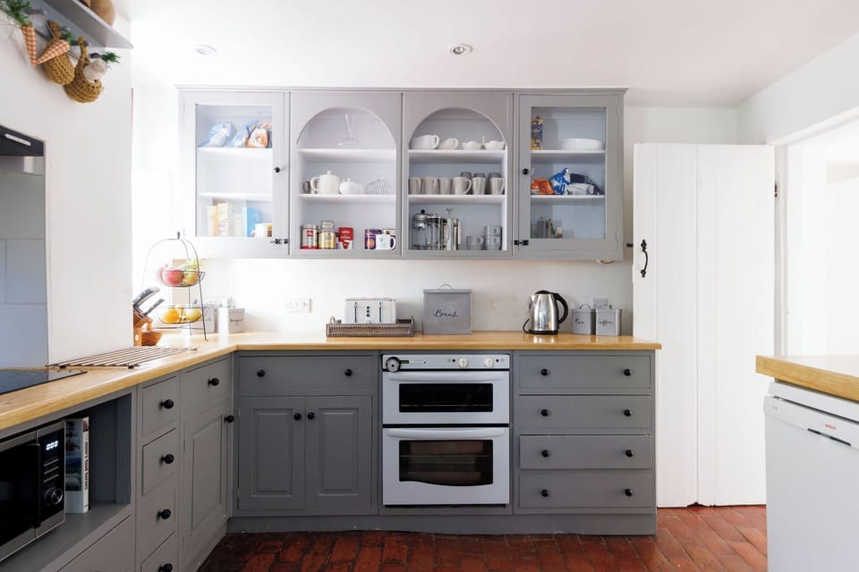Spacious kitchen with plenty of storage and charming rustic touches