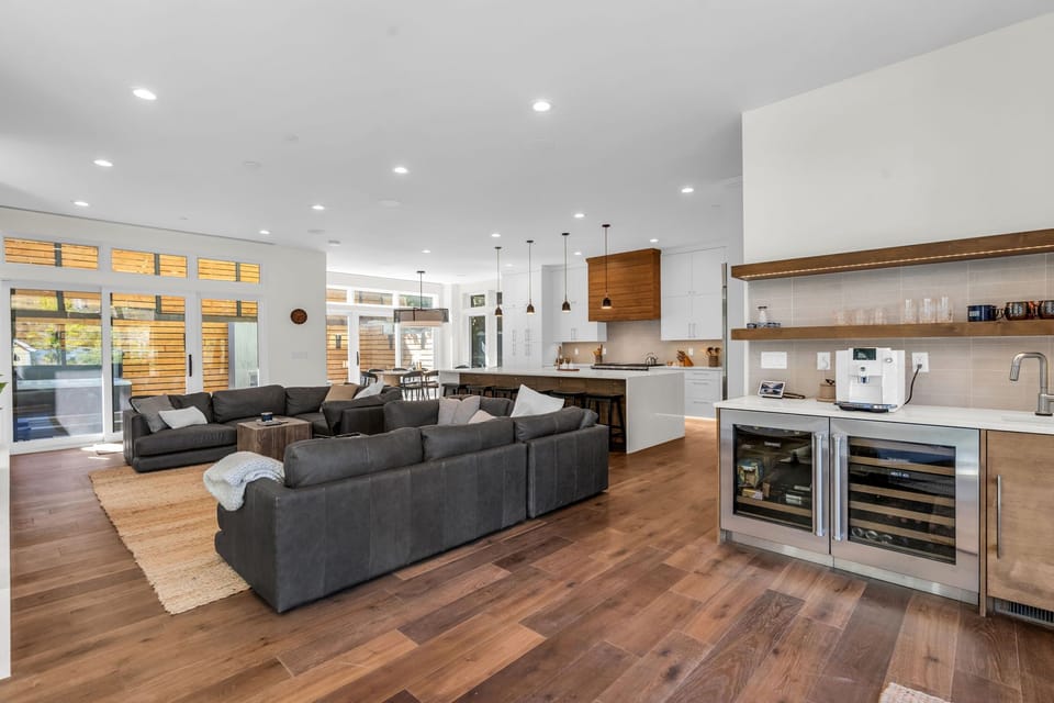 Kitchen, pantry, living room available at Luxury Park City vacation rentals.