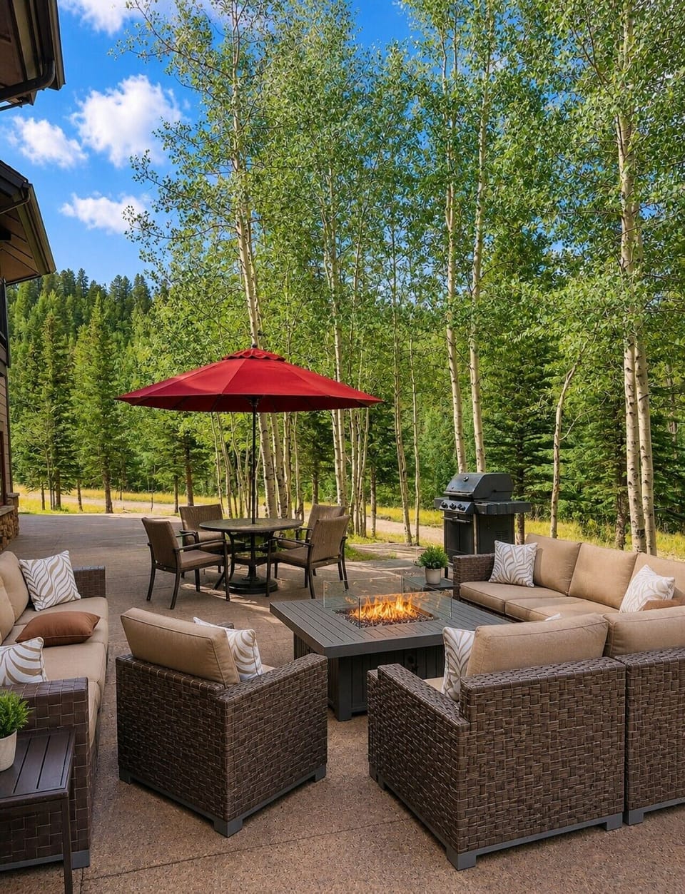Grill some steaks while hanging out by the fire
