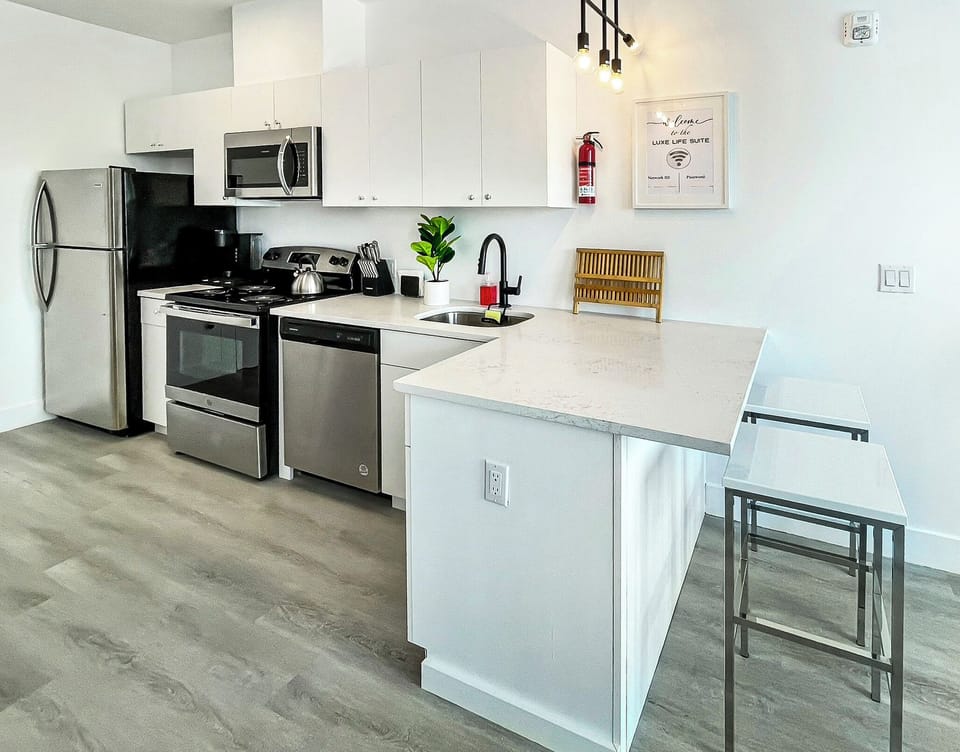 Open-concept kitchen, including breakfast bar