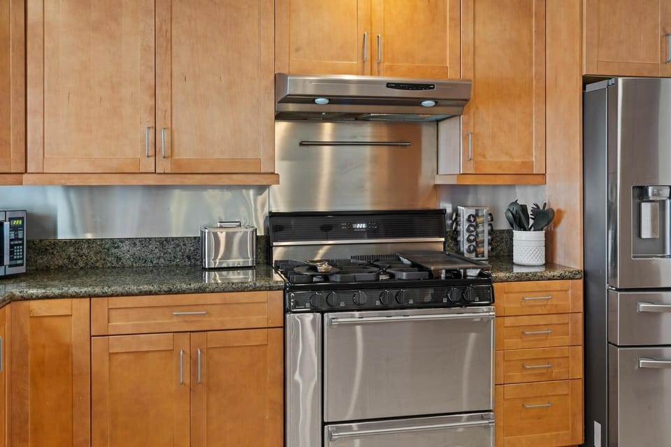 Indoors, Kitchen, Refrigerator, Cooktop, Oven
