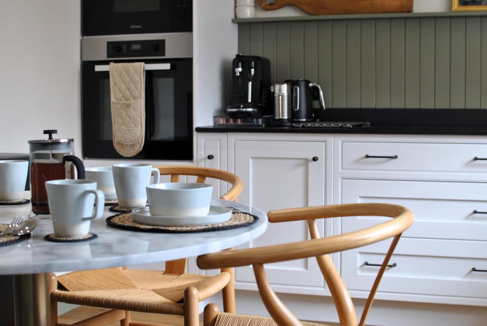Then kitchen offers an additional dining space