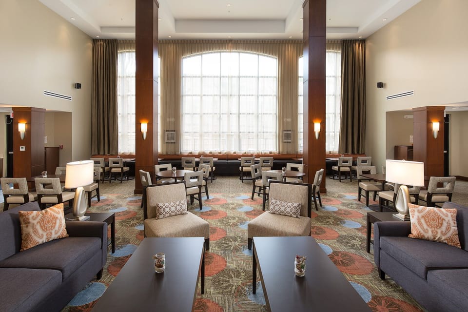 Catch up with loved ones in the common areas.