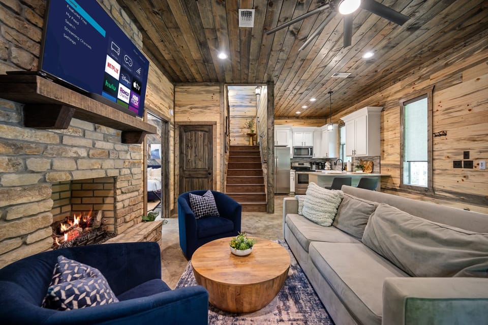 Friends and family can gather together in our cozy living room to trade stories by the fire or to watch their favorite TV shows.