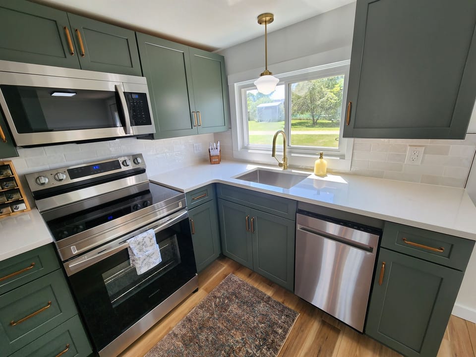 Kitchen with stainless steel appliances