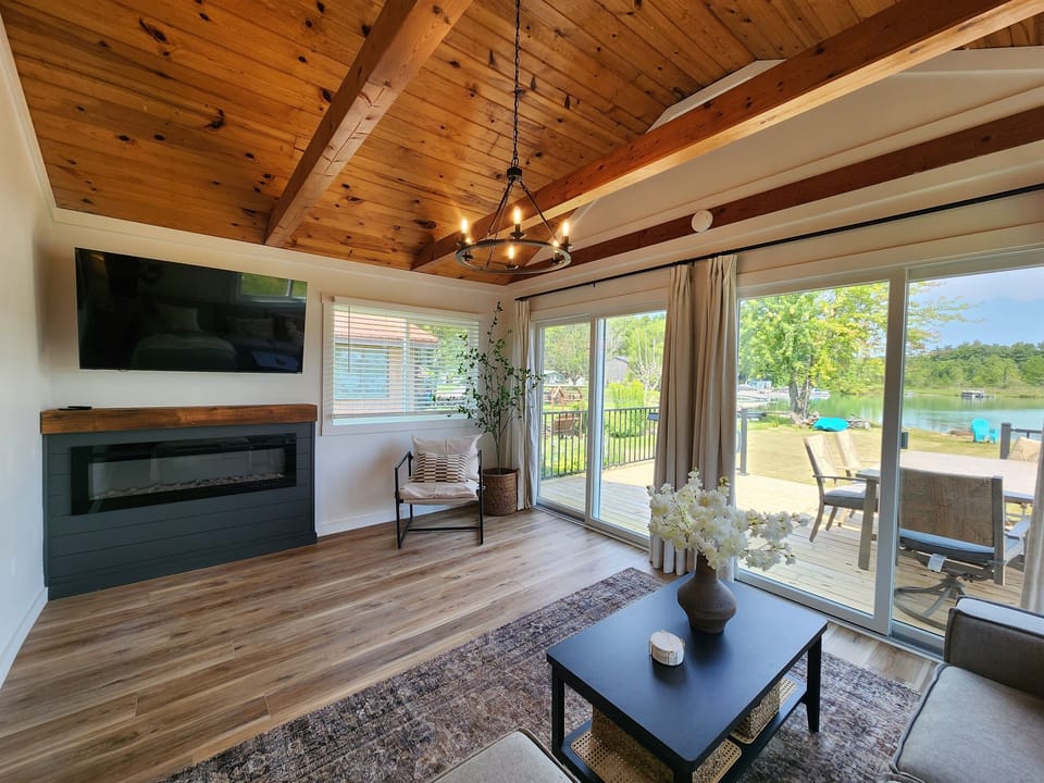 Living room with electric fireplace