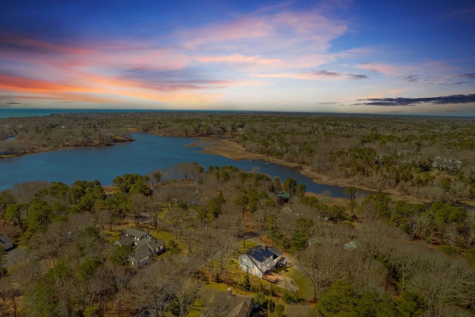 Aerial view of the house.