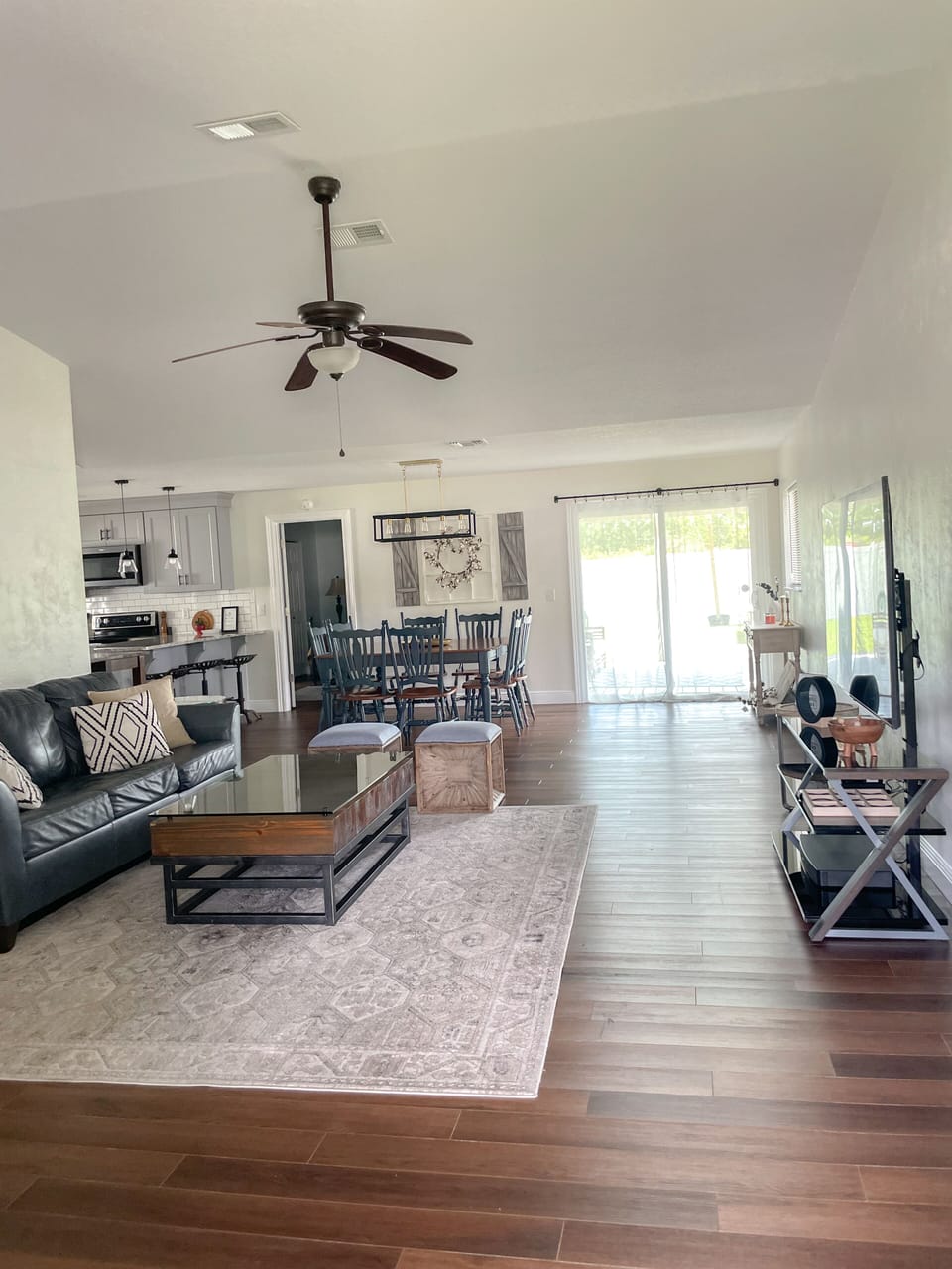 Living room with pull out sofa couch