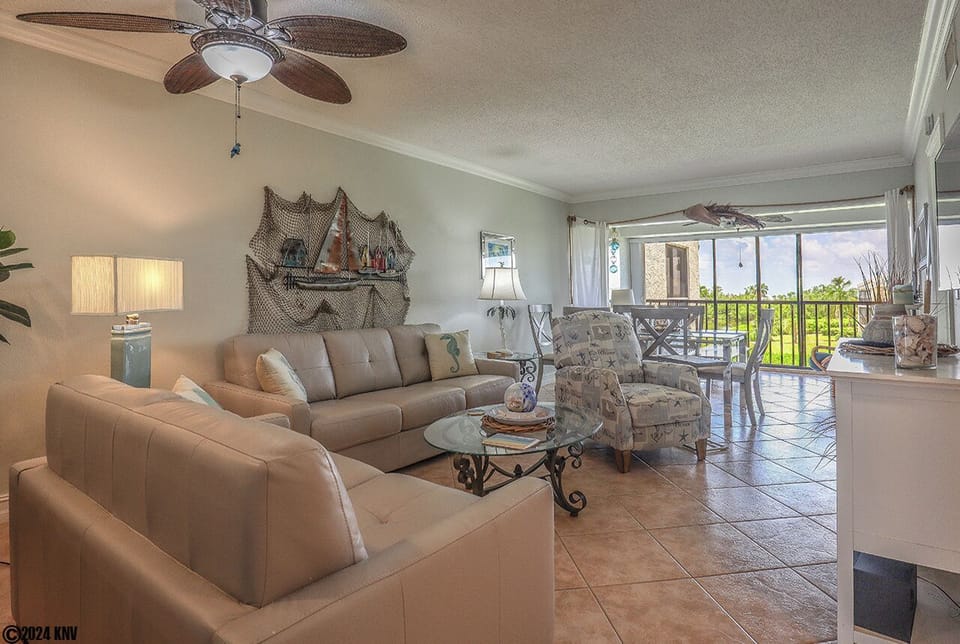 Decorated with Florida flair, this Fort Myers Beach condo offers your family a quiet, relaxing stay