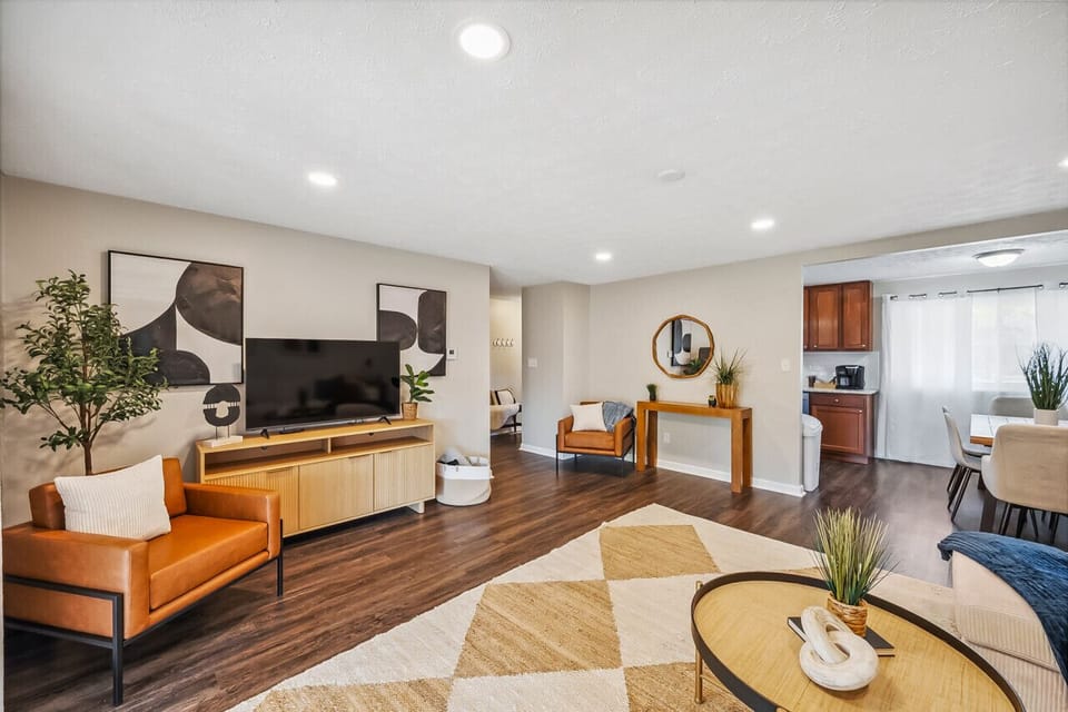 Spacious Living Room with Smart TV