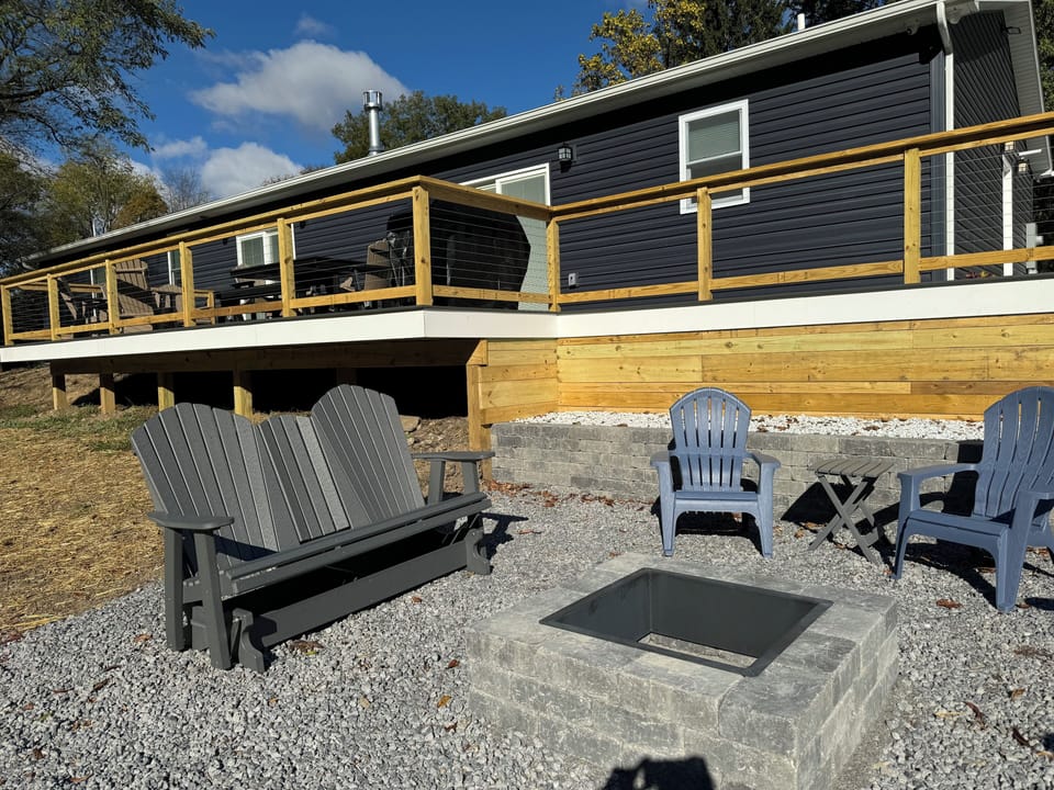 Outside view of firepit, firewood included. 