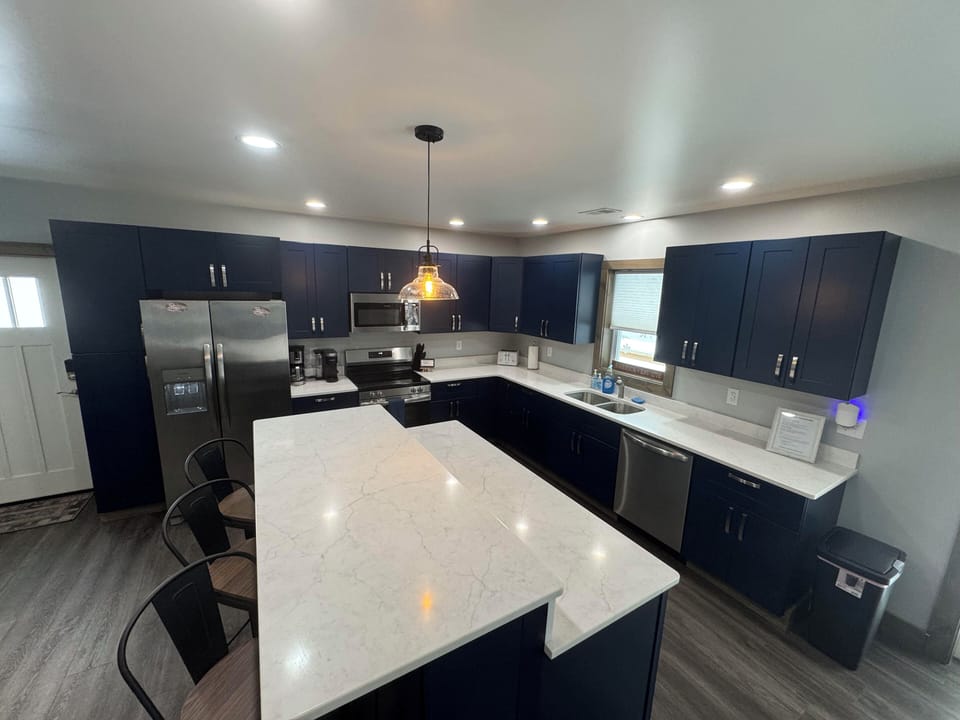 kitchen view with side door entrance