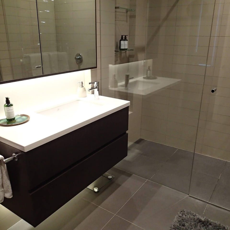 BATHROOM: The stylish modern ground floor bathroom services the bedrooms and visitors.