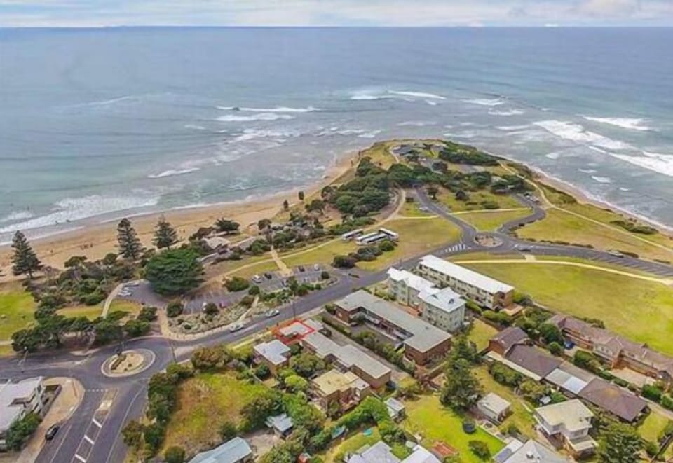 OPPOSITE COSY CORNER. The apartment is located directly opposite Cosy Corner, a popular beach for young families, kite boarders and wind surfers. The apartment is the "T" shape apartment next to the apartment marked with the red square.