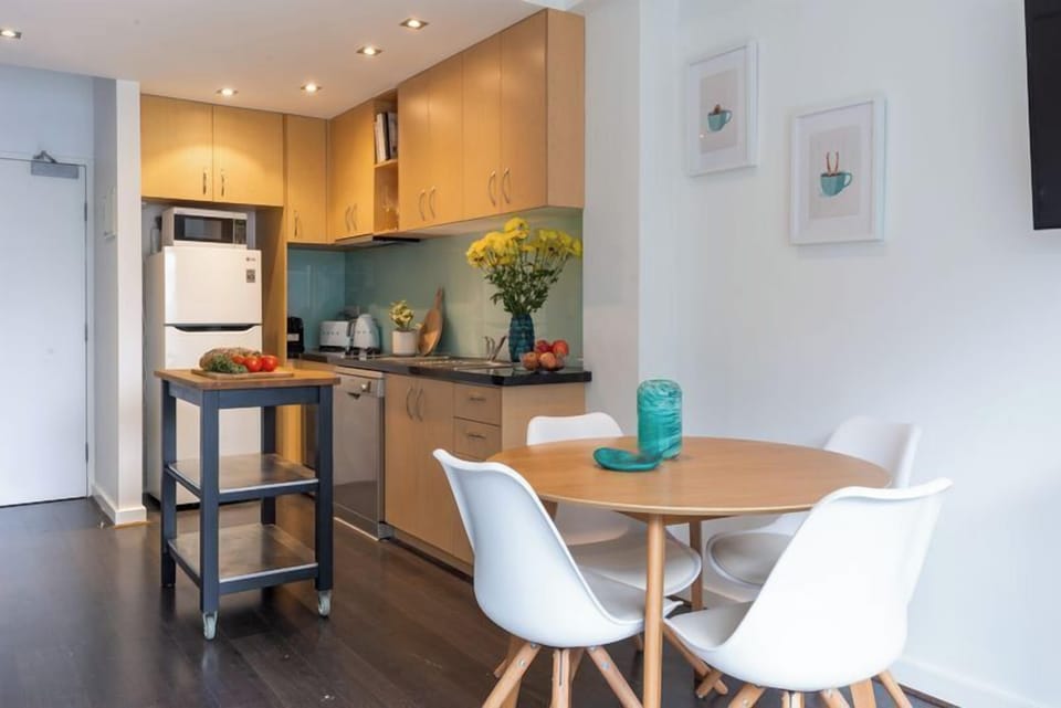 KITCHEN: The well equipped kitchen has all the needed appliances and a central kitchen trolley that is perfect for preparing meals.  