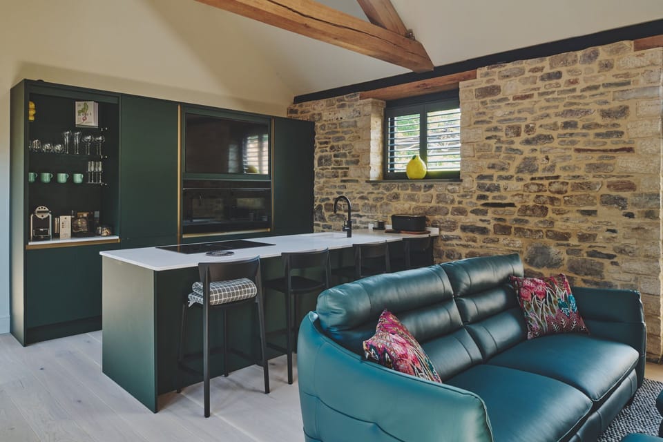 The open plan living area at The Suite, Glastonbury, Somerset