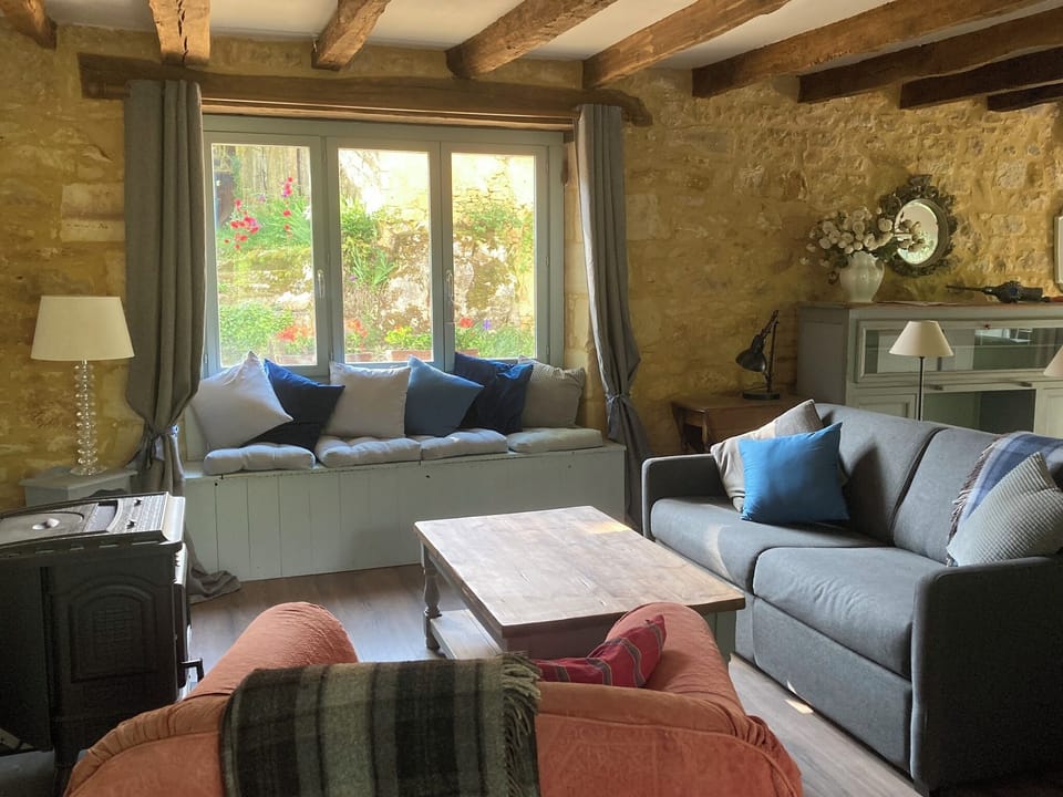 Living room with pellet burner