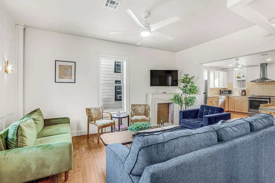 Plenty of comfortable seating in the living room to sit and plan your day ahead in Asbury Park! 