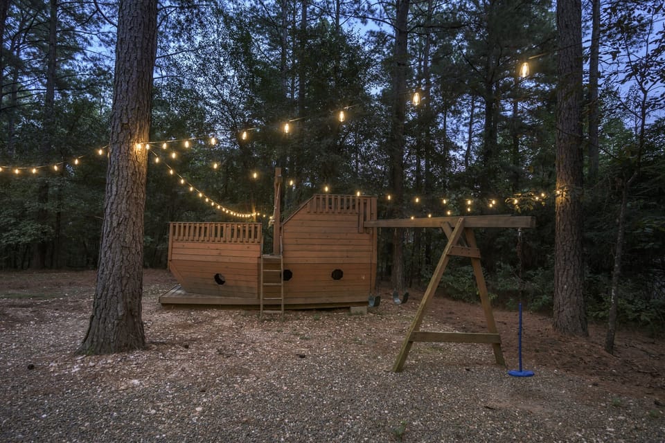 Ship-themed play structures with swings 
