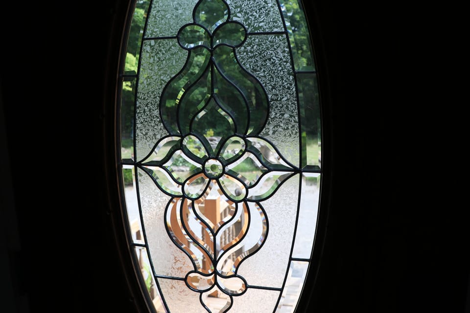 Entry door with electric key pad.