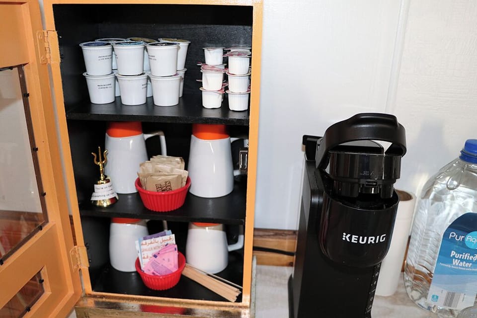 Coffee Station w/kurig and pods.