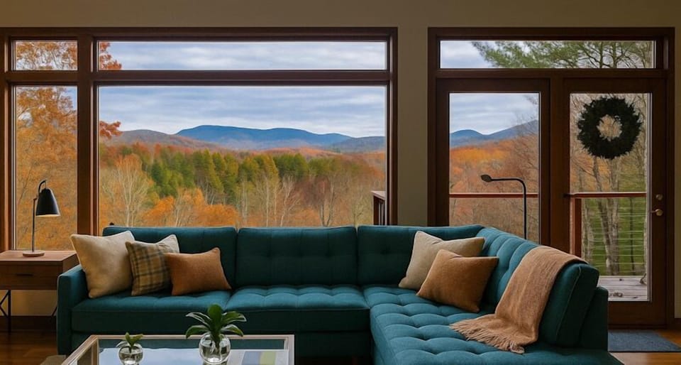 Spacious living room with double sided fireplace (living room and dining room).