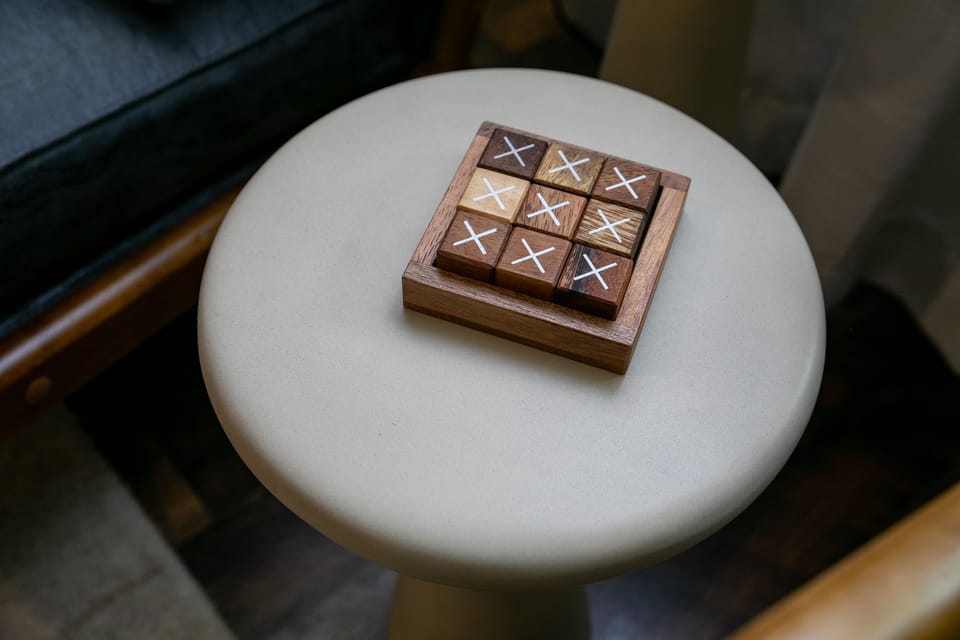 Play a game of tic-tac-toe as you sit together around the coffee table.