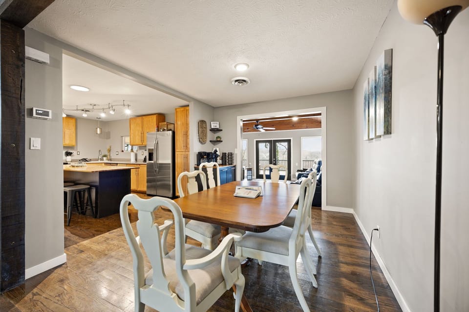 Spacious dining designed for connection and large family feasts.