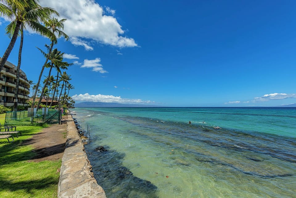 The property sits directly on the shoreline, with swaying palms and turquoise waters just steps from your door under endless Hawaiian skies.