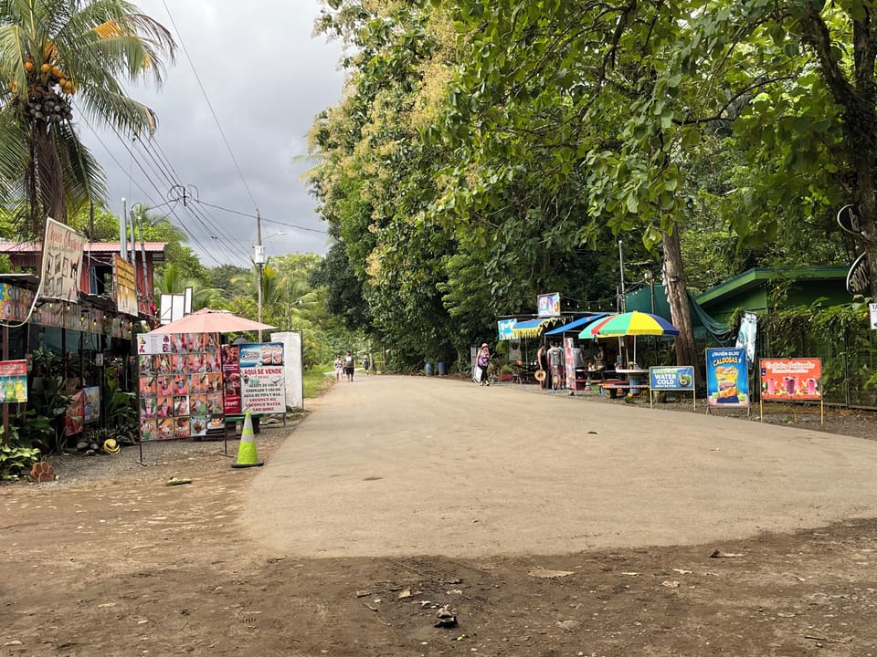 Food stands near beach entrance. 