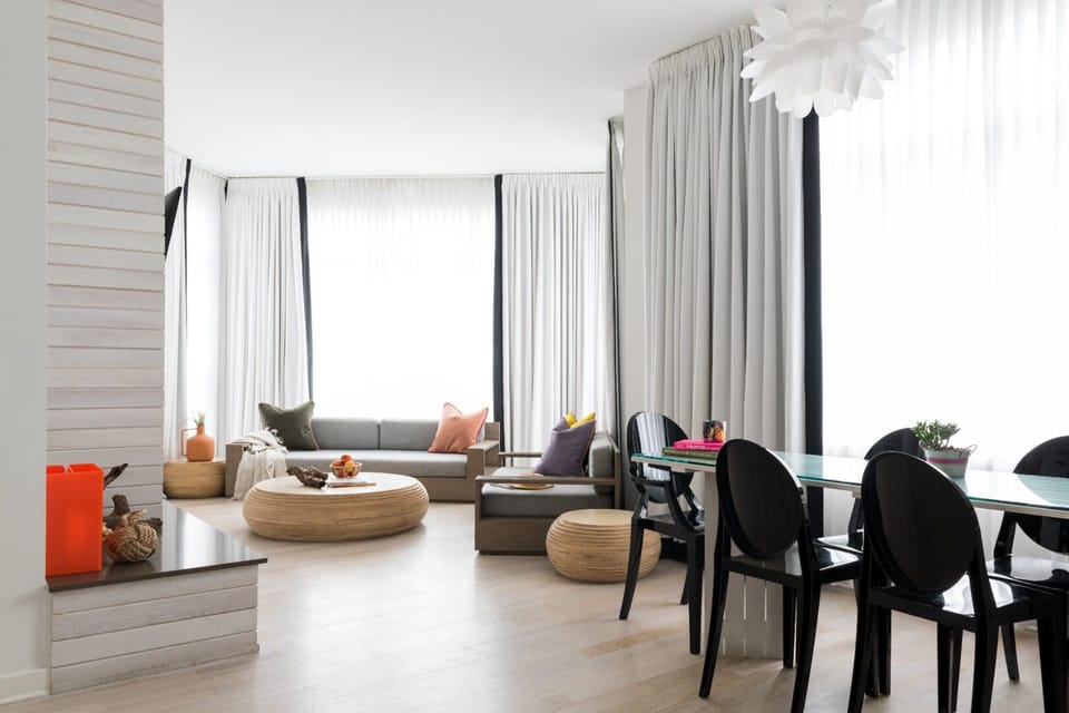 Sip coffee together in the open-plan living and dining.
