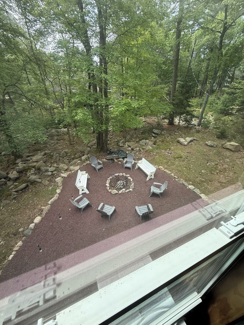 Interior: Upstairs Bedroom. King bed. view from window. AC WINDOW UNIT