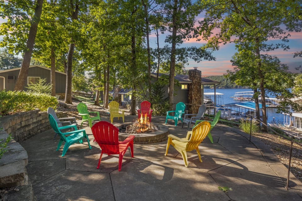Firepit with an incredible view of the lake