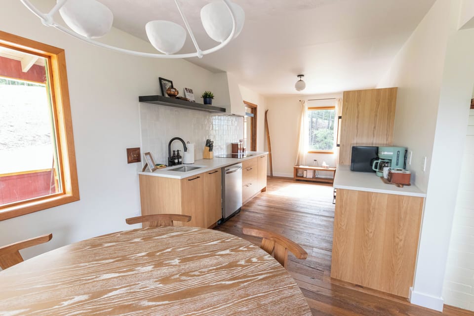 Relax in this stylish kitchen, blending modern design with comfortable living.