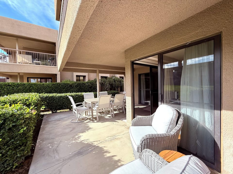Exterior patio off living area.