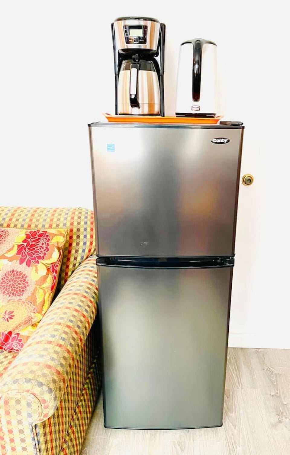 Pack your goodies into the size-able in room refrigerator/freezer.Brew coffee brewer or have some tea.