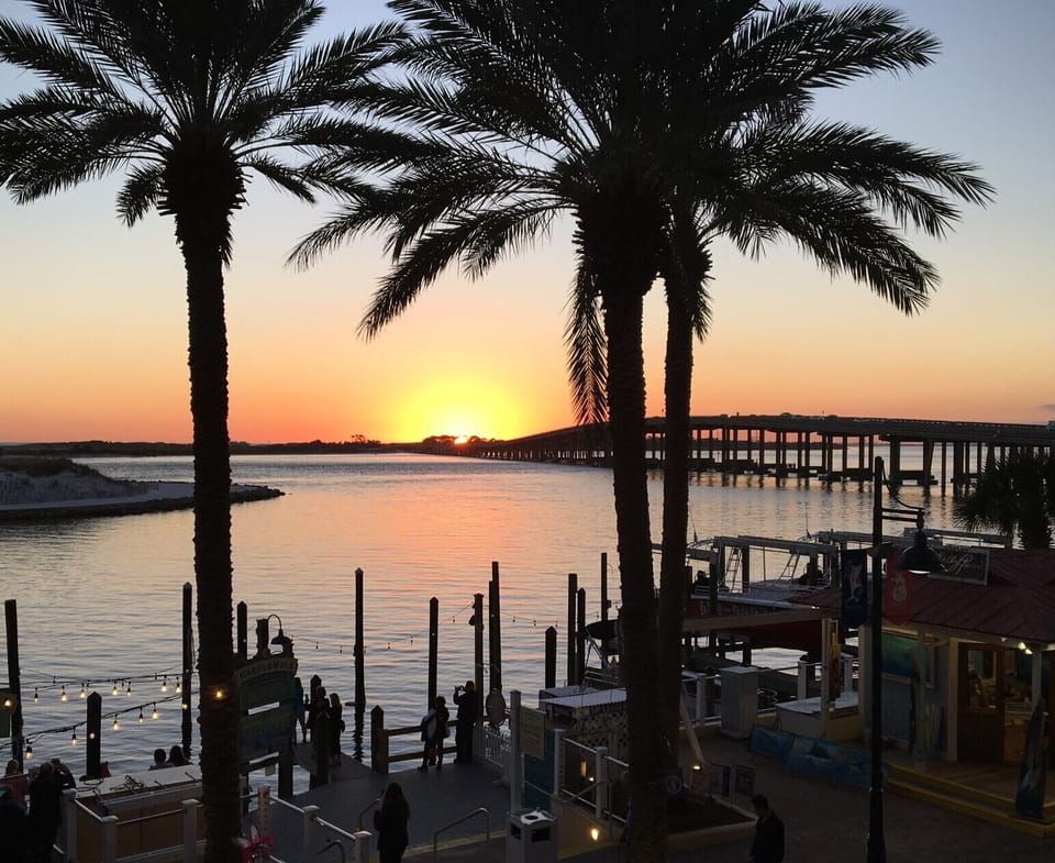 Destin Harbor at night. 