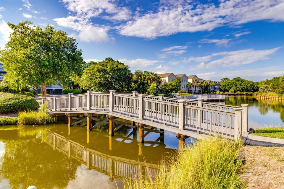 Bridge over the water that can be seen from balconies.