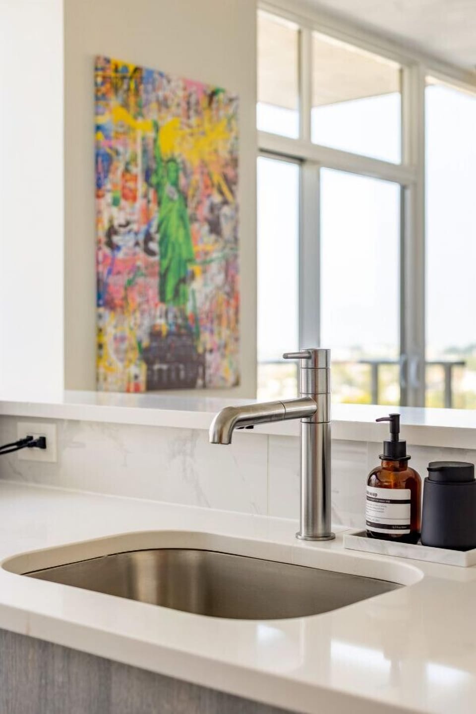 Hand Soap Dispenser, Sink, Wall Art