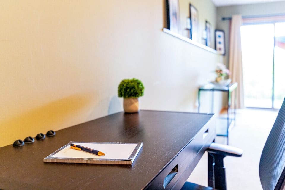 Escape the hustle and bustle and find your focus in this quiet home office