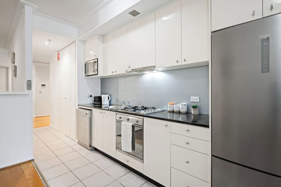 The fully-equipped kitchen.