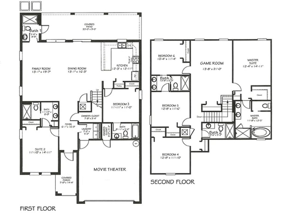 Floor Plan - Camp Skywalker (The following bedrooms and bathrooms are labeled per this plan.)