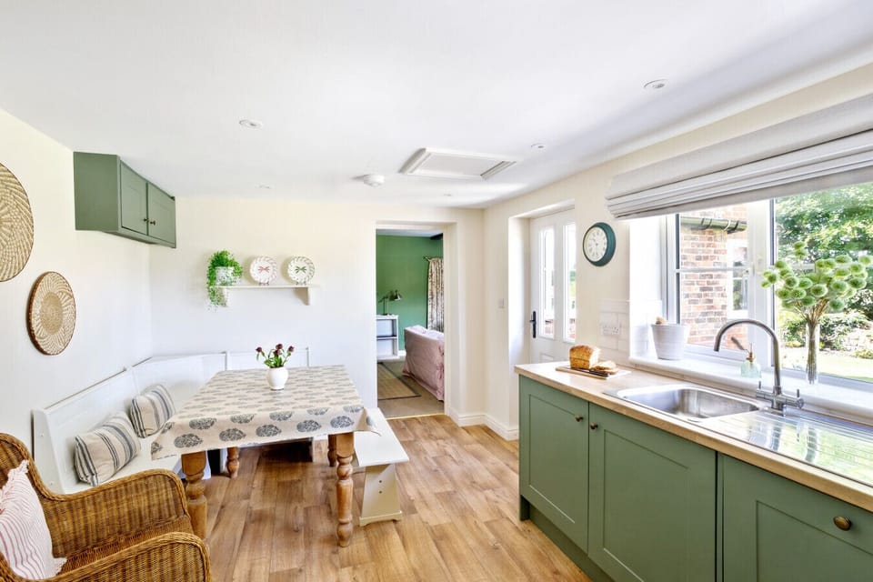 Kitchen with a view!  luxury self-catering North Yorkshire, countryside charm and treetop views at Givendale Cottages near Ripon.