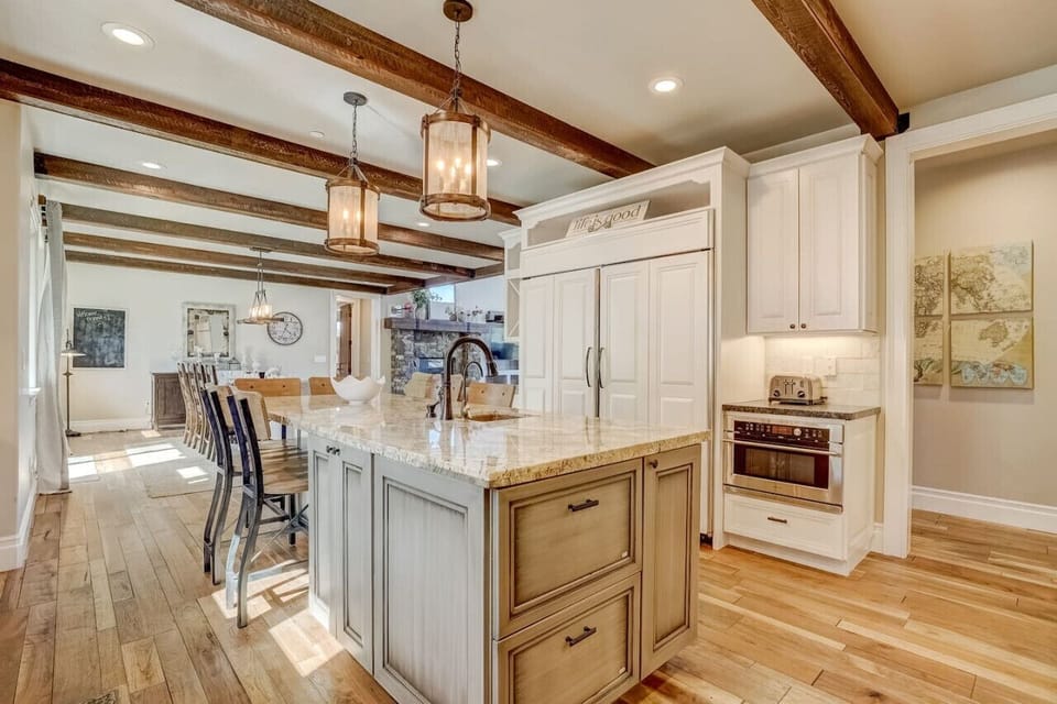 Fully stocked chef's kitchen with double fridge