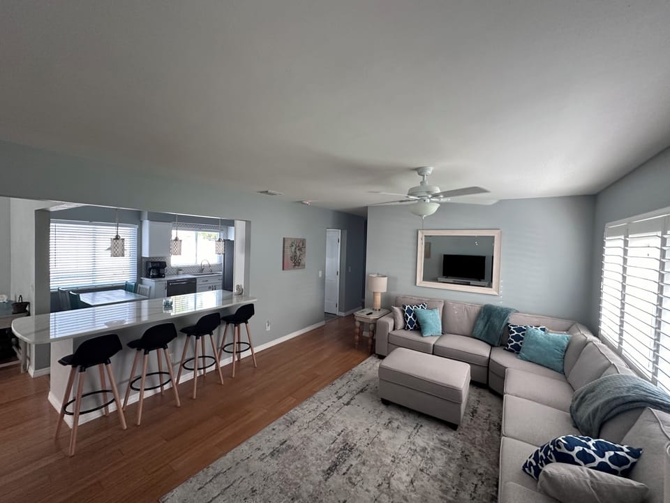 Living area with high top seating