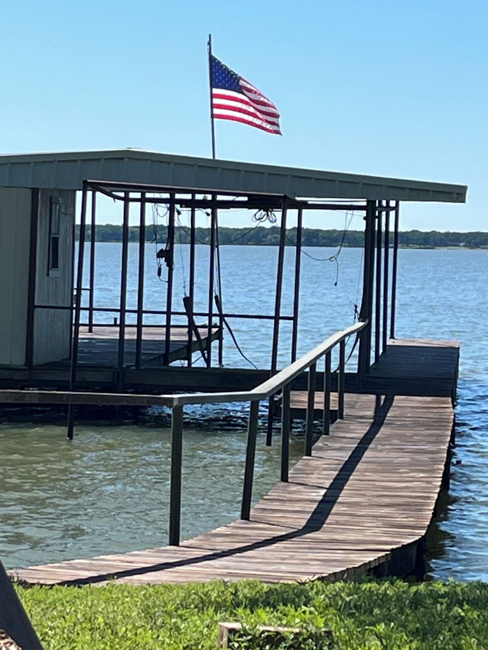 Covered dock with boat lift.