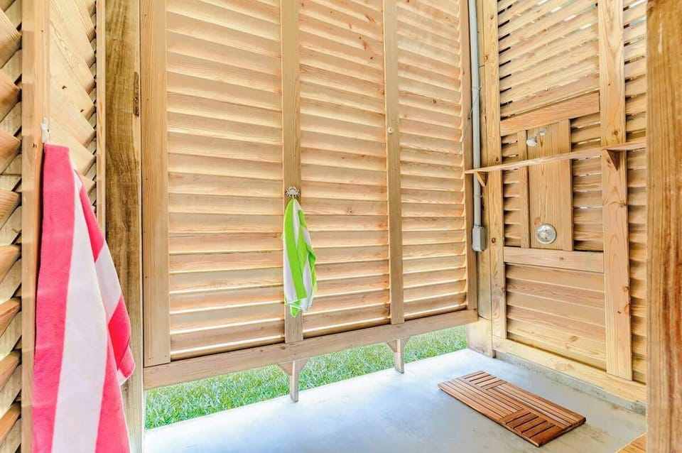 Outdoor shower to clean off after a day on the beach and in the sun